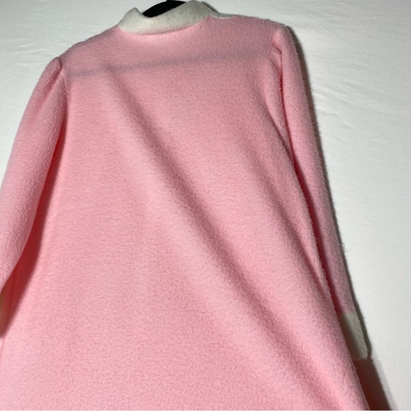 Vintage Hamilton Pink and White Fleece Long Sleeve Housecoat Robe Nightgown L - Picture 13 of 16